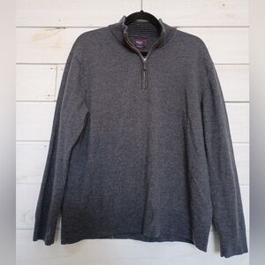 Untuckit Men's Charcoal Gray Half-Zip Merino Wool Sweater